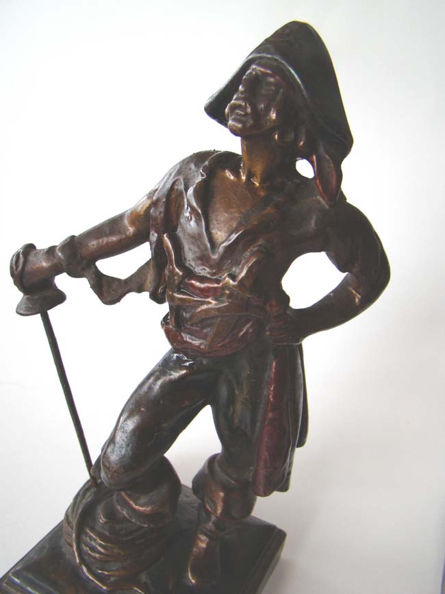 A nice pair of hand painted 10" tall Pirate bookends by Paul Herzel circa 1928 — image 3